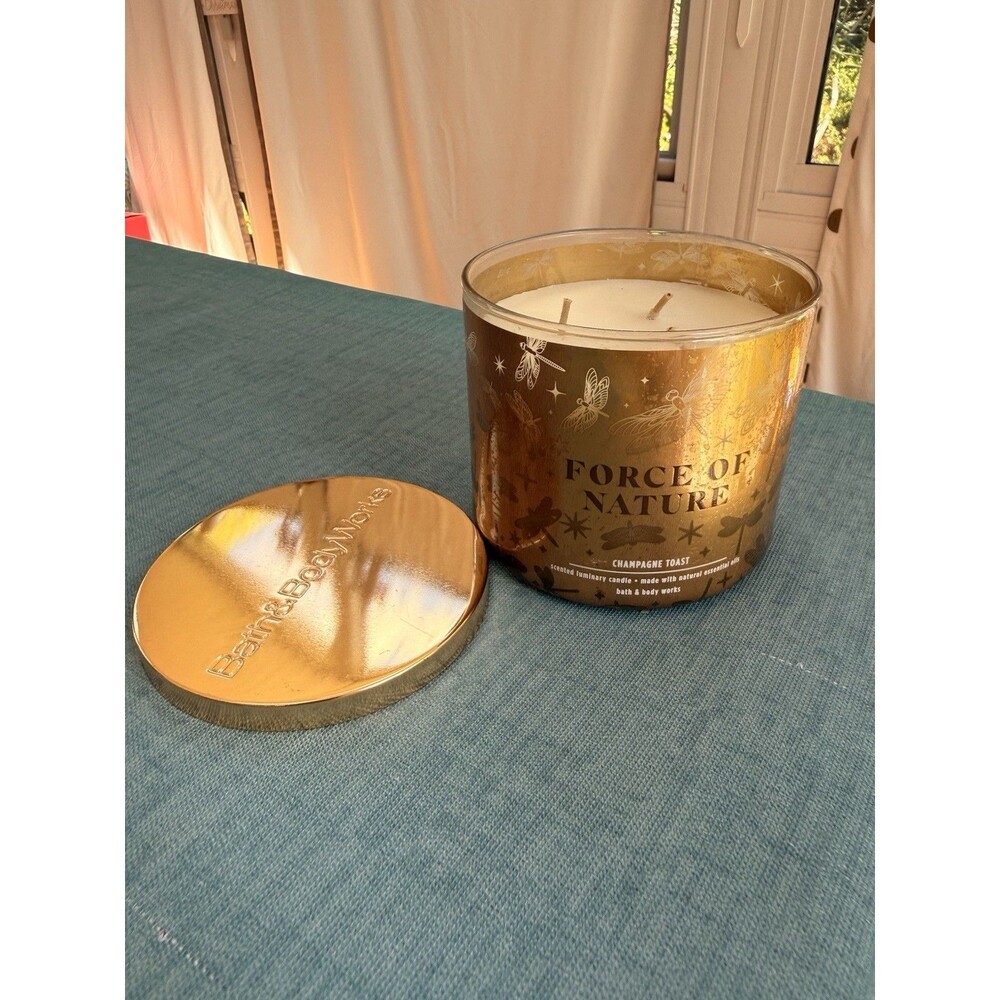 Bath Body Works Force of Nature Dragonfly Gold Luminary 3-wick Candle 14.5oz